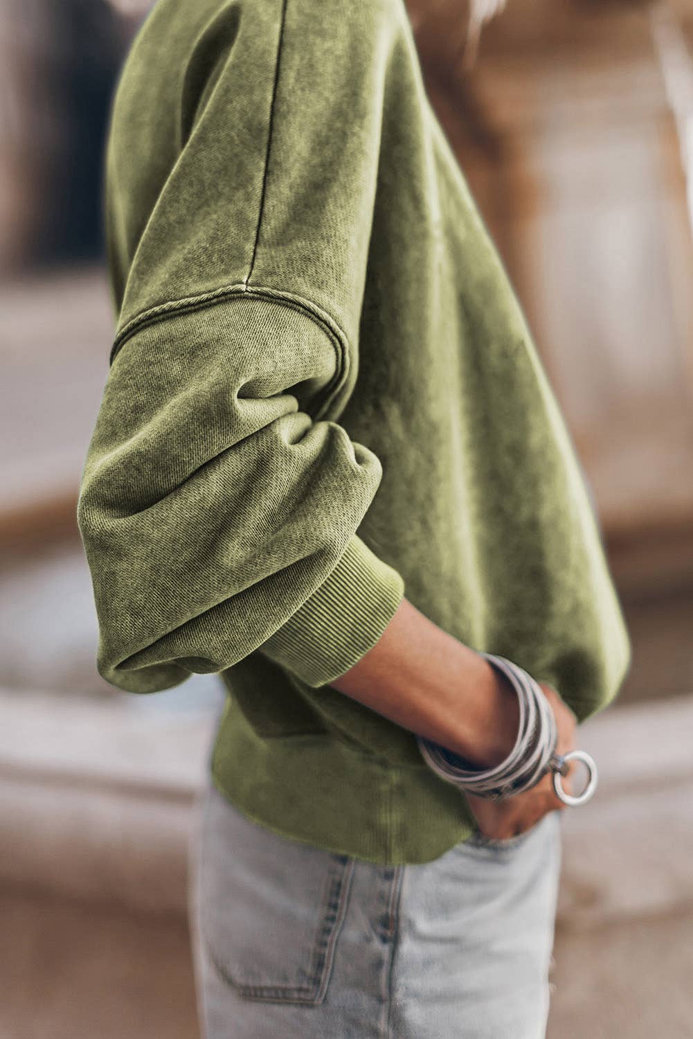 Drop Shoulder Crew Neck Sweatshirt