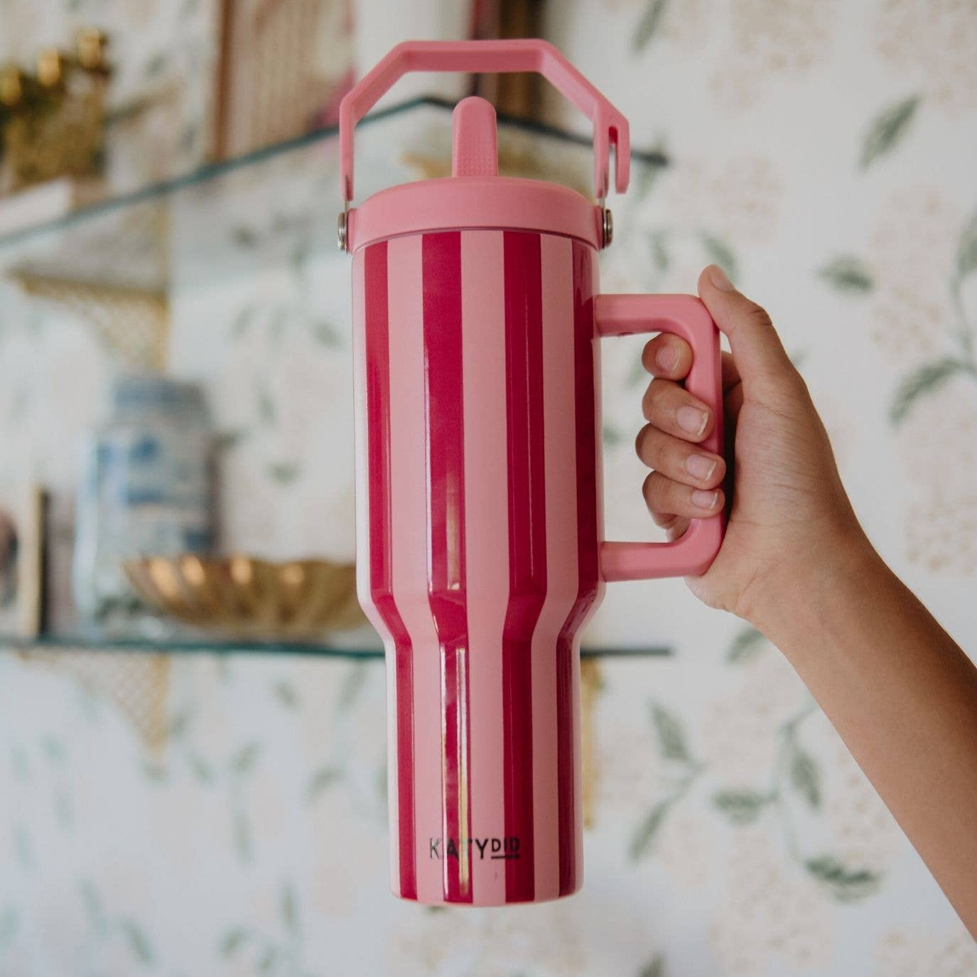 Pink and Wine Striped 38 Oz Cabana Jug Tumbler