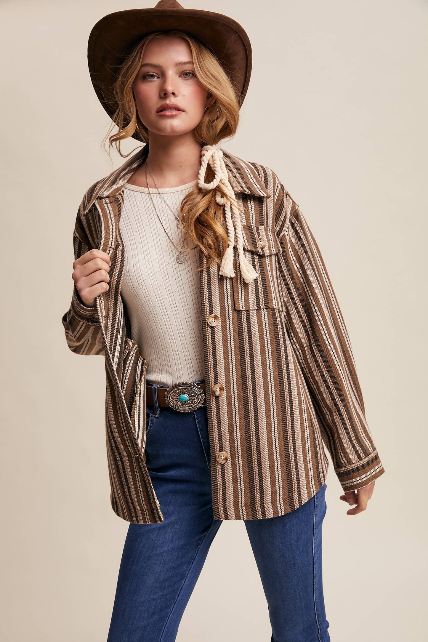 Western Stripe Button-Up Jacket