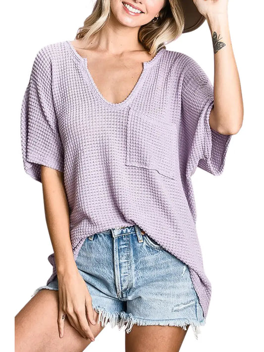 Lavender Waffle Knit Top