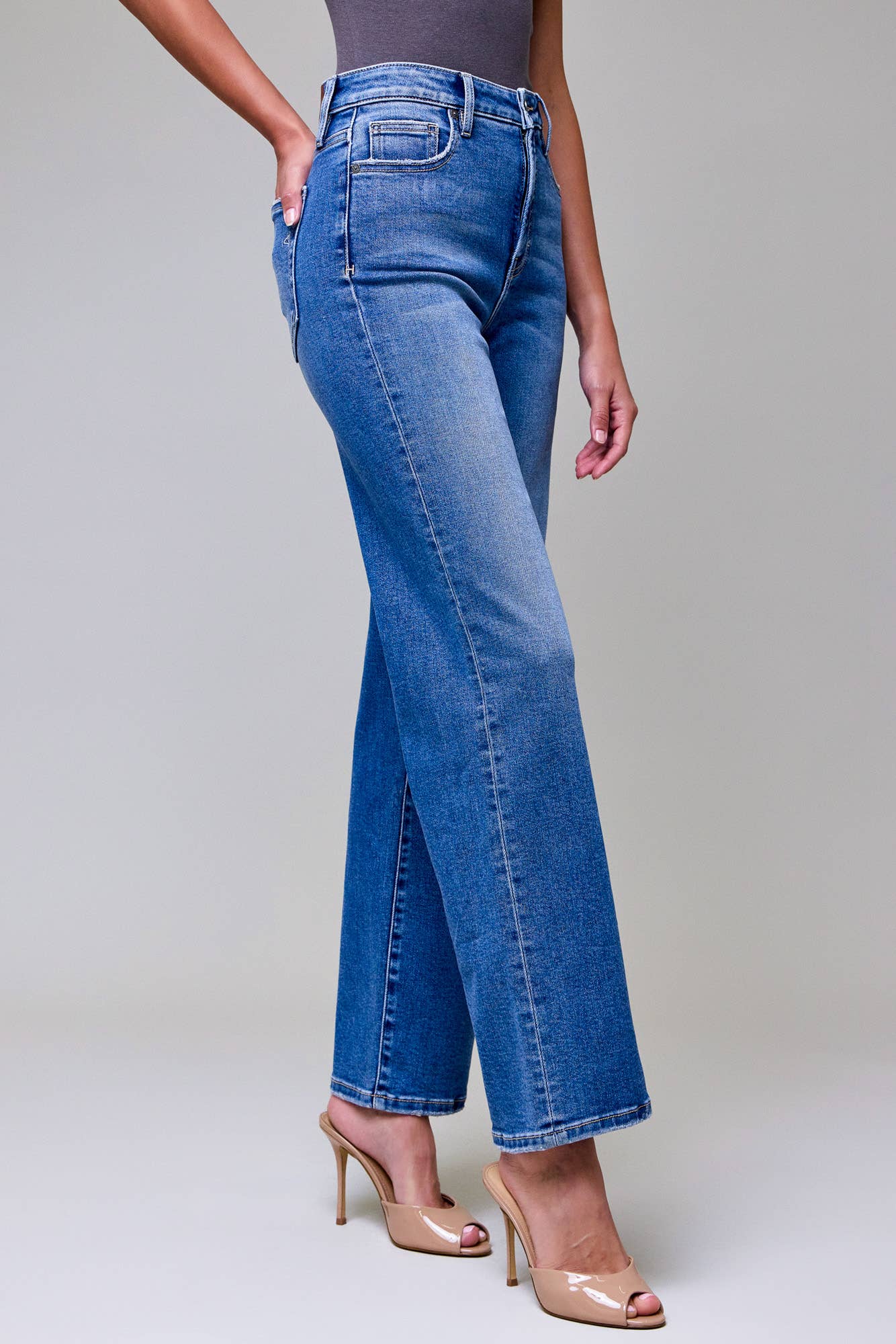 Medium Wash  High Rise Classic Straight
