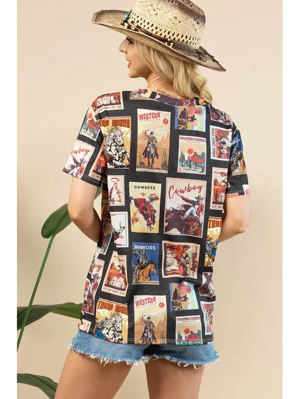 Vintage Western Print T-Shirt