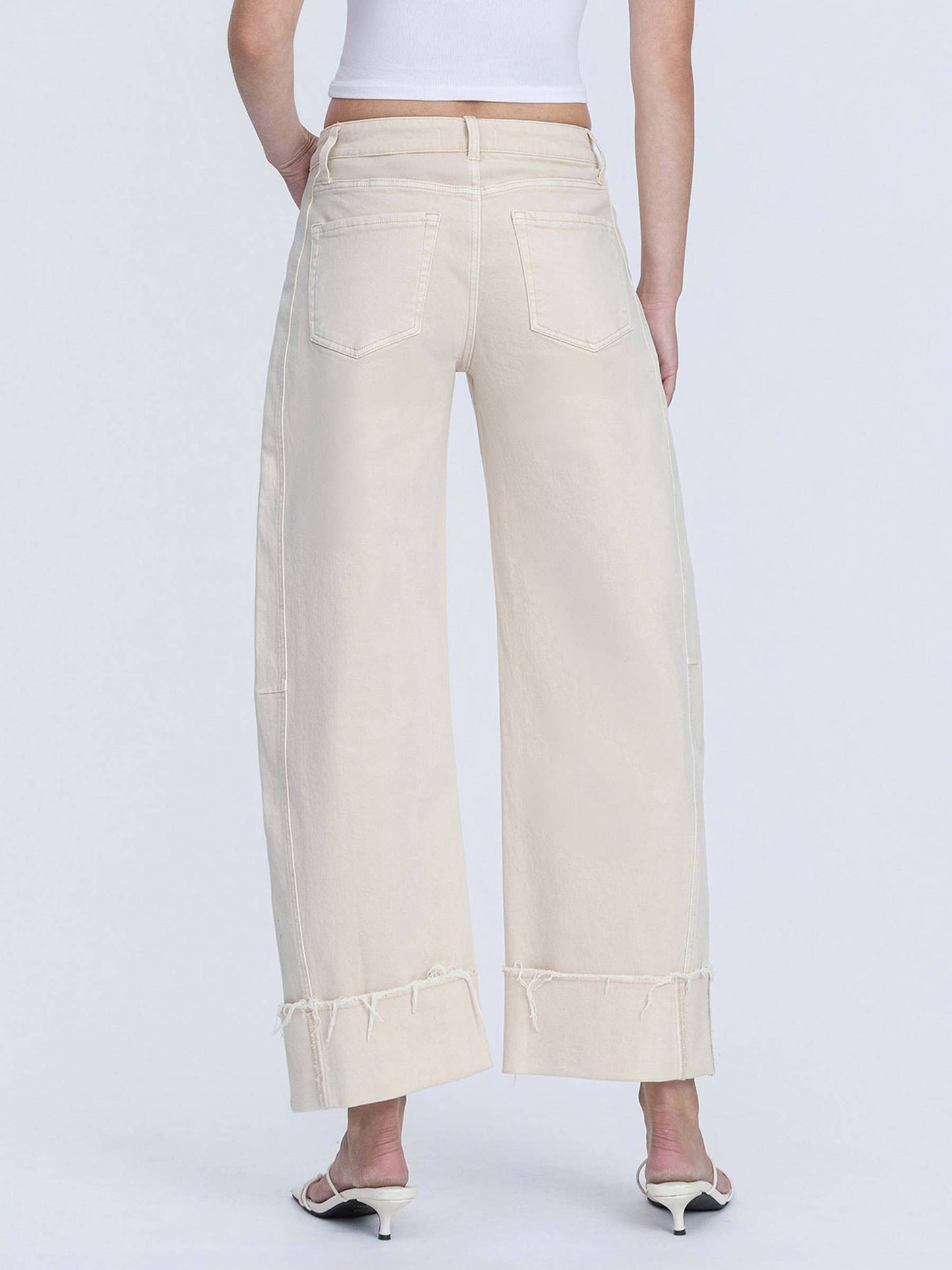 High Rise Cuffed Barrel Jean