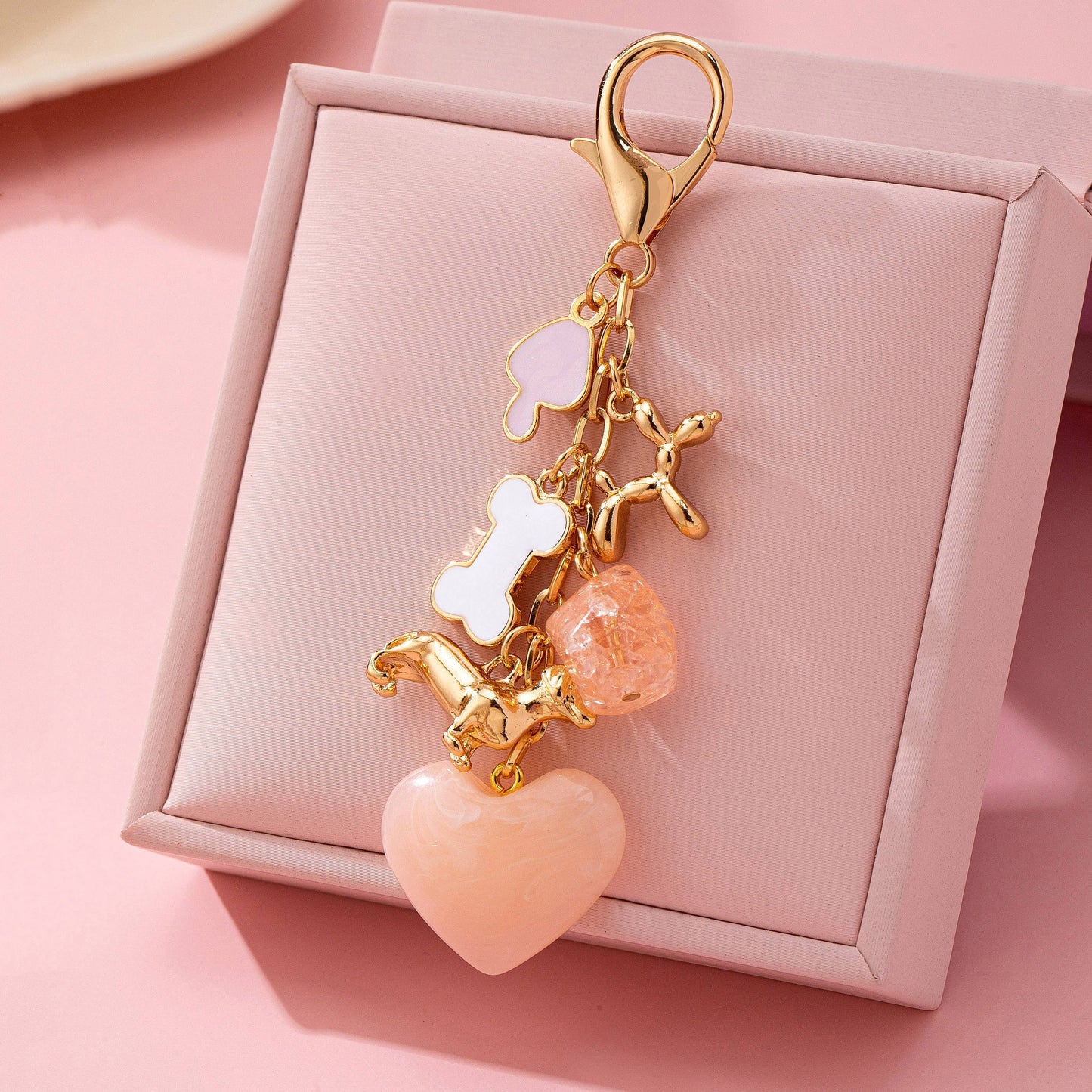 Heart Dog Bag Charm Key Chain