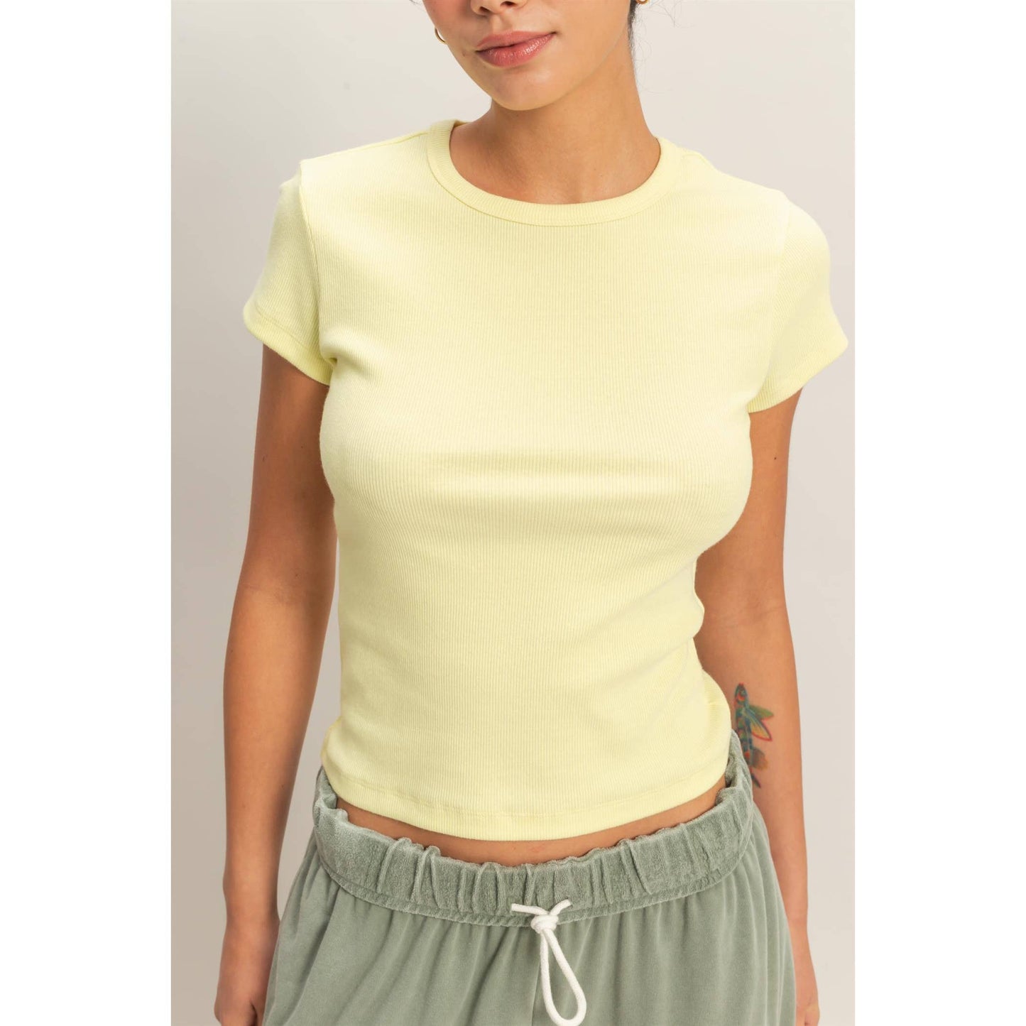 Basic Ribbed Short Sleeve Top