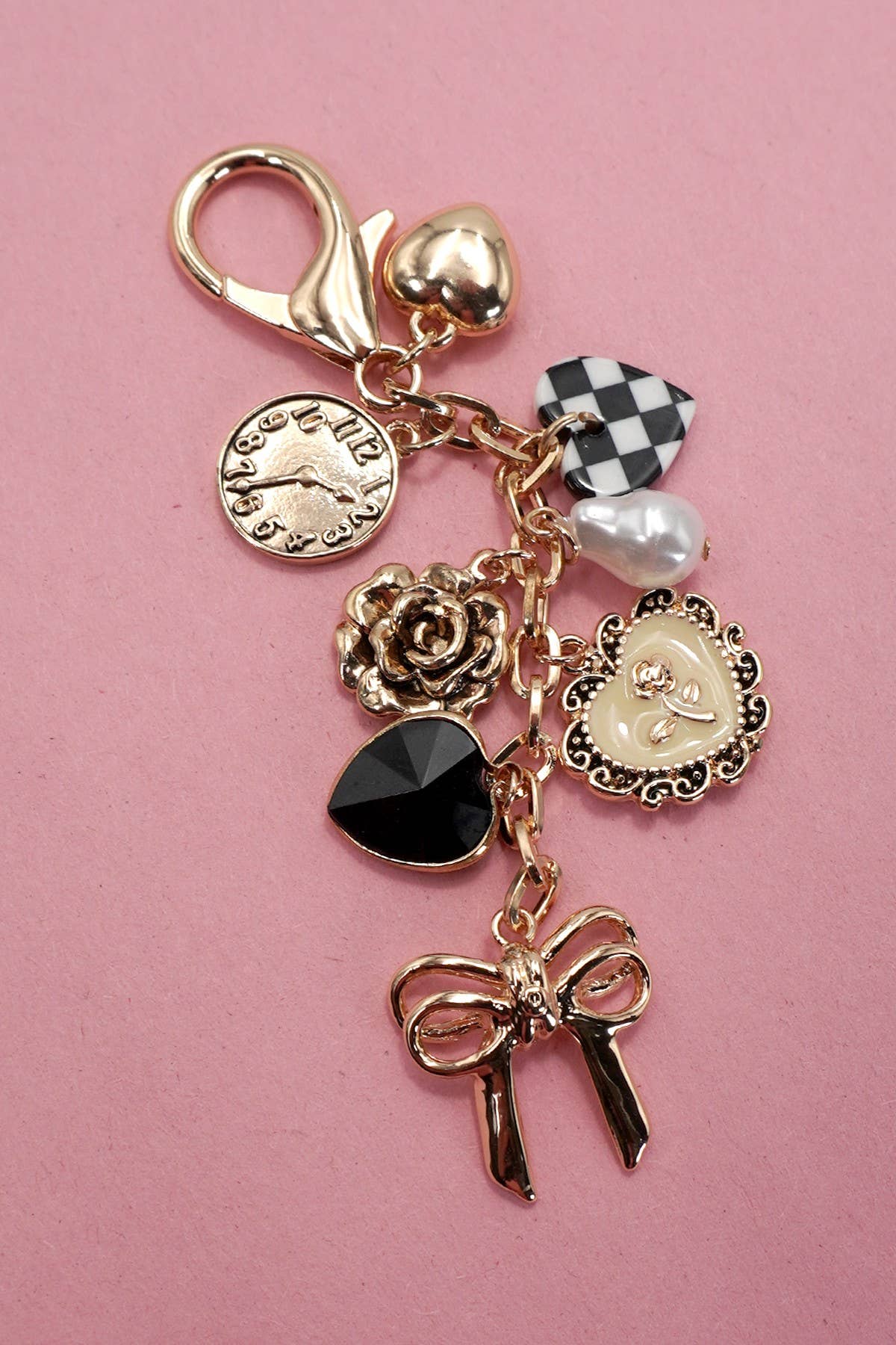 Bow Checkered Bag Charm
