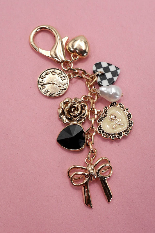 Bow Checkered Bag Charm