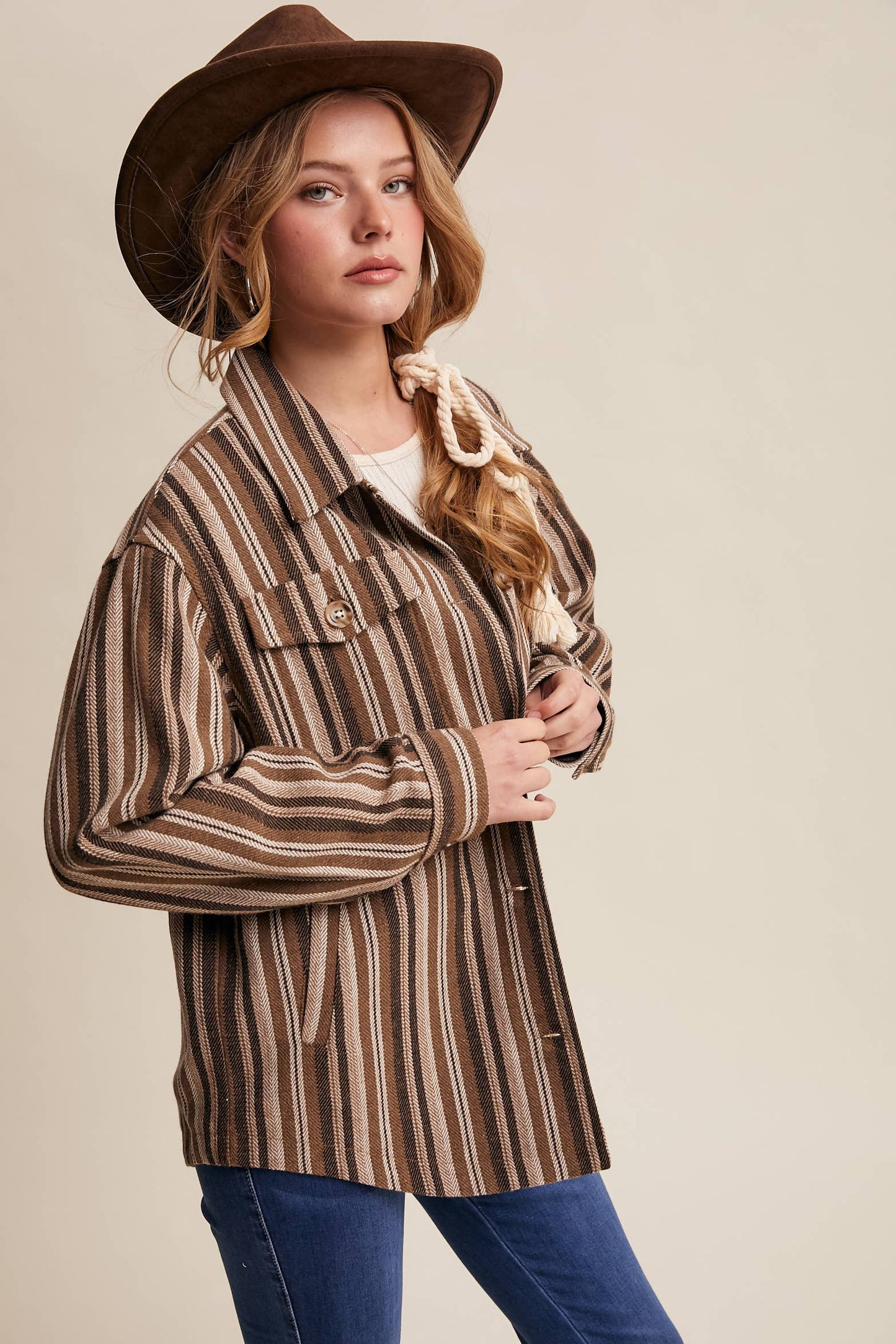 Western Stripe Button-Up Jacket
