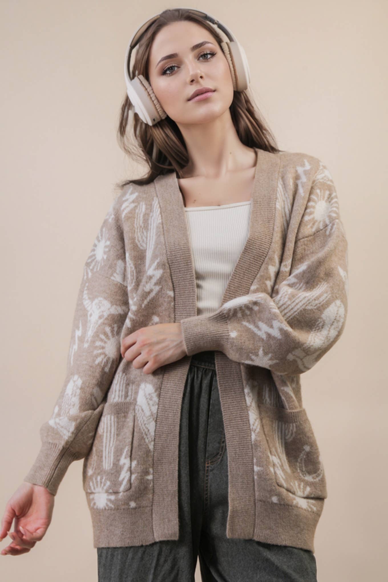 Oversized Western Knit Cardigan