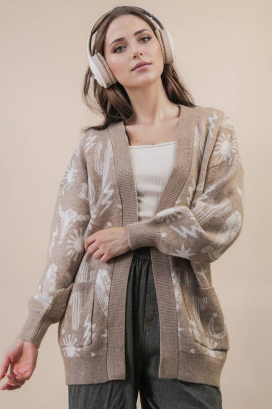 Oversized Western Knit Cardigan