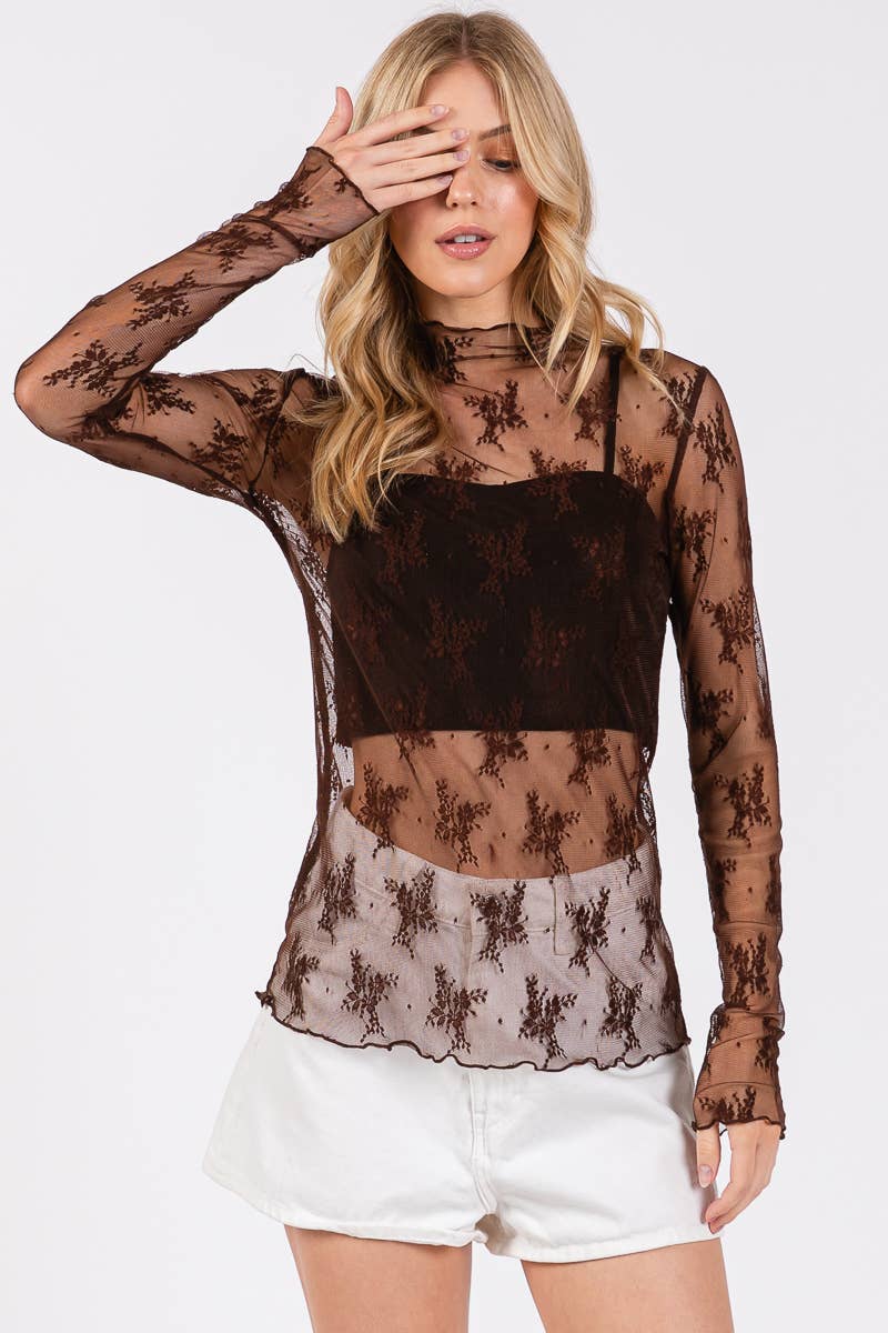 Sheer Lace Layering Top
