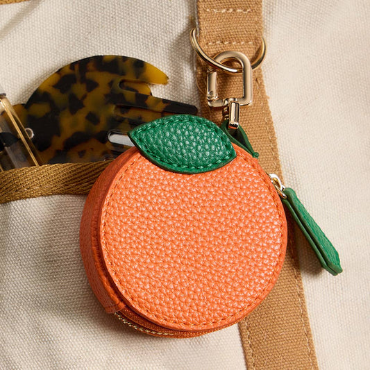 Genuine Leather Orange Bag Charm