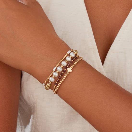 Stone & Pearl Stretch Bracelet