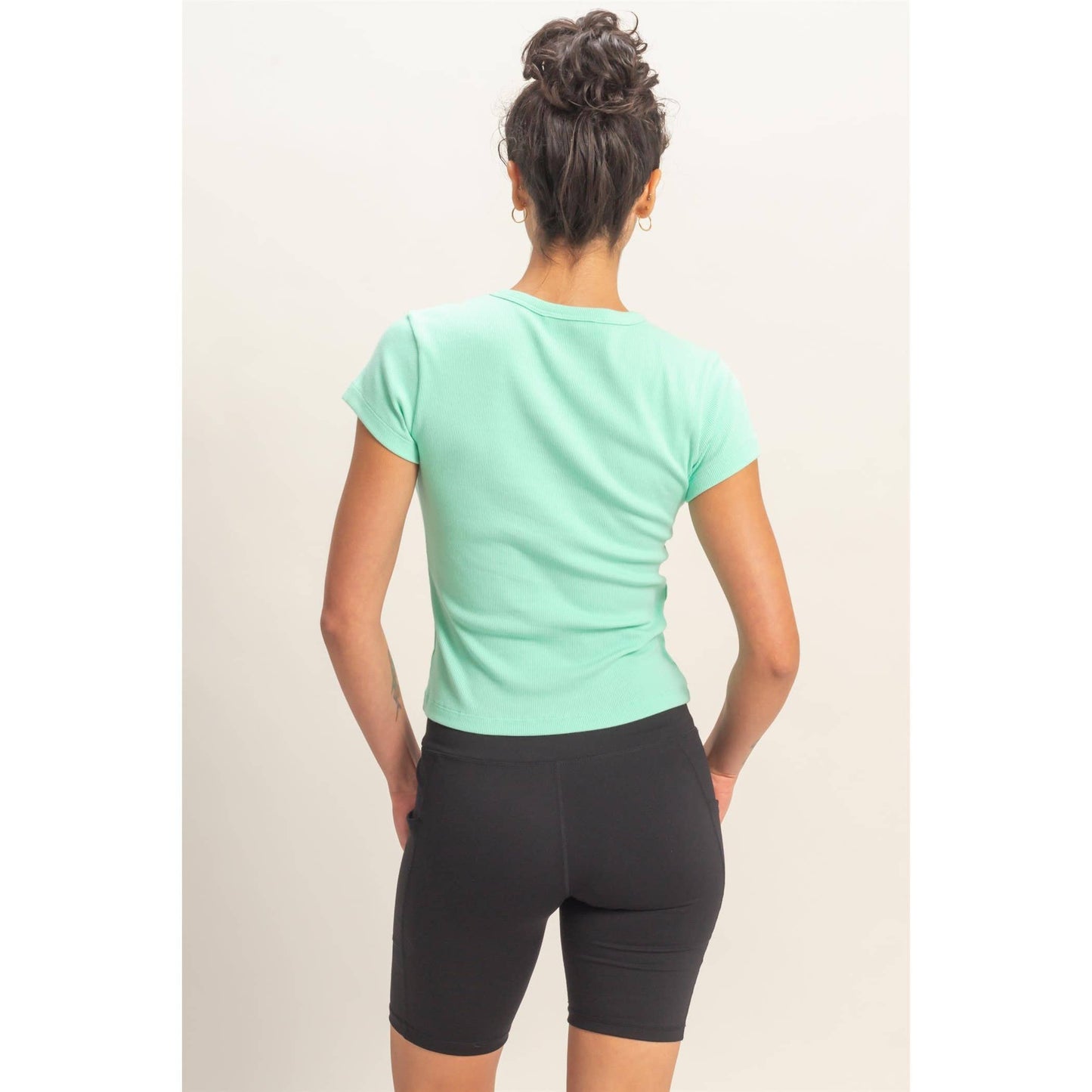 Basic Ribbed Short Sleeve Top