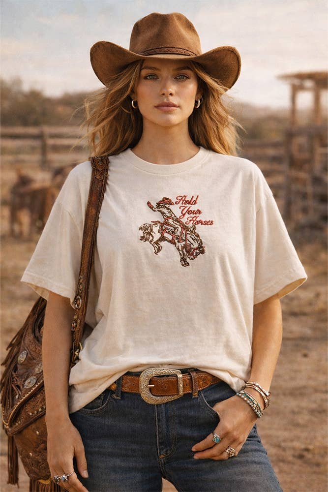 Hold Your Horses Embroidered Tee