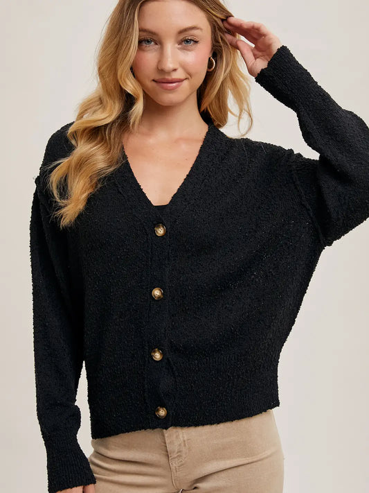 Button Down Knit Sweater Cardigan