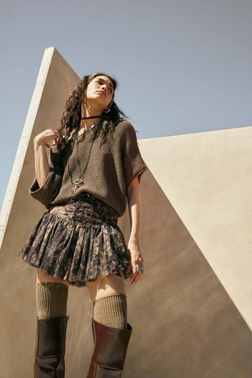 Short-Sleeve Pointelle Ribbed Knit Sweater