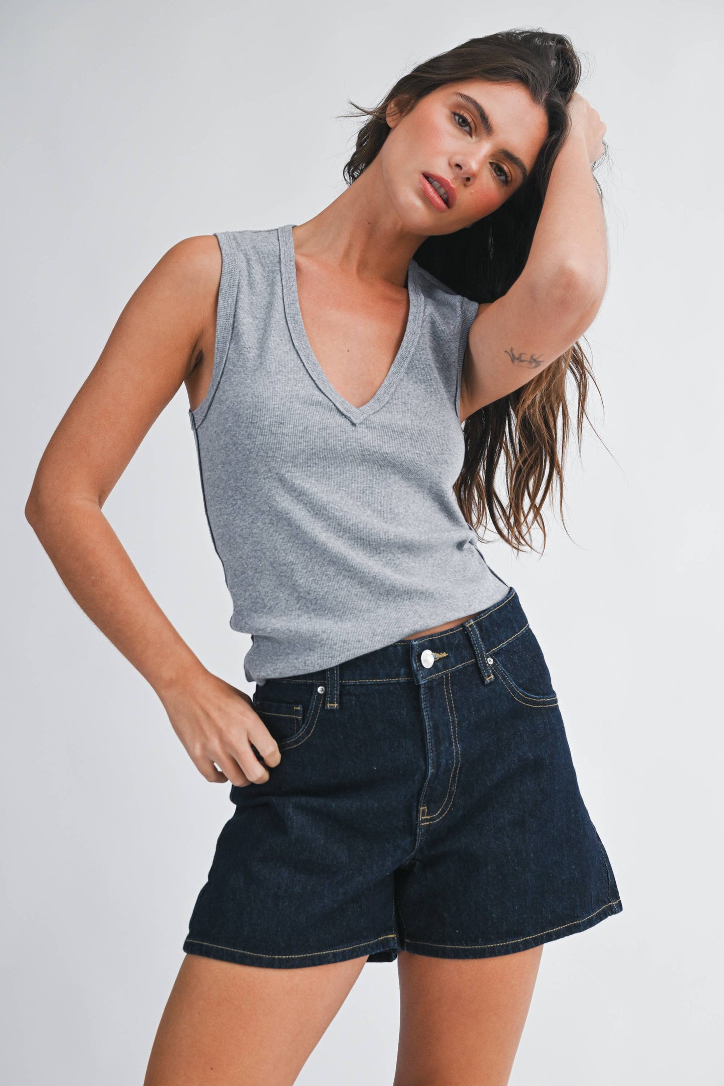 Ribbed V-Neck Tank Top