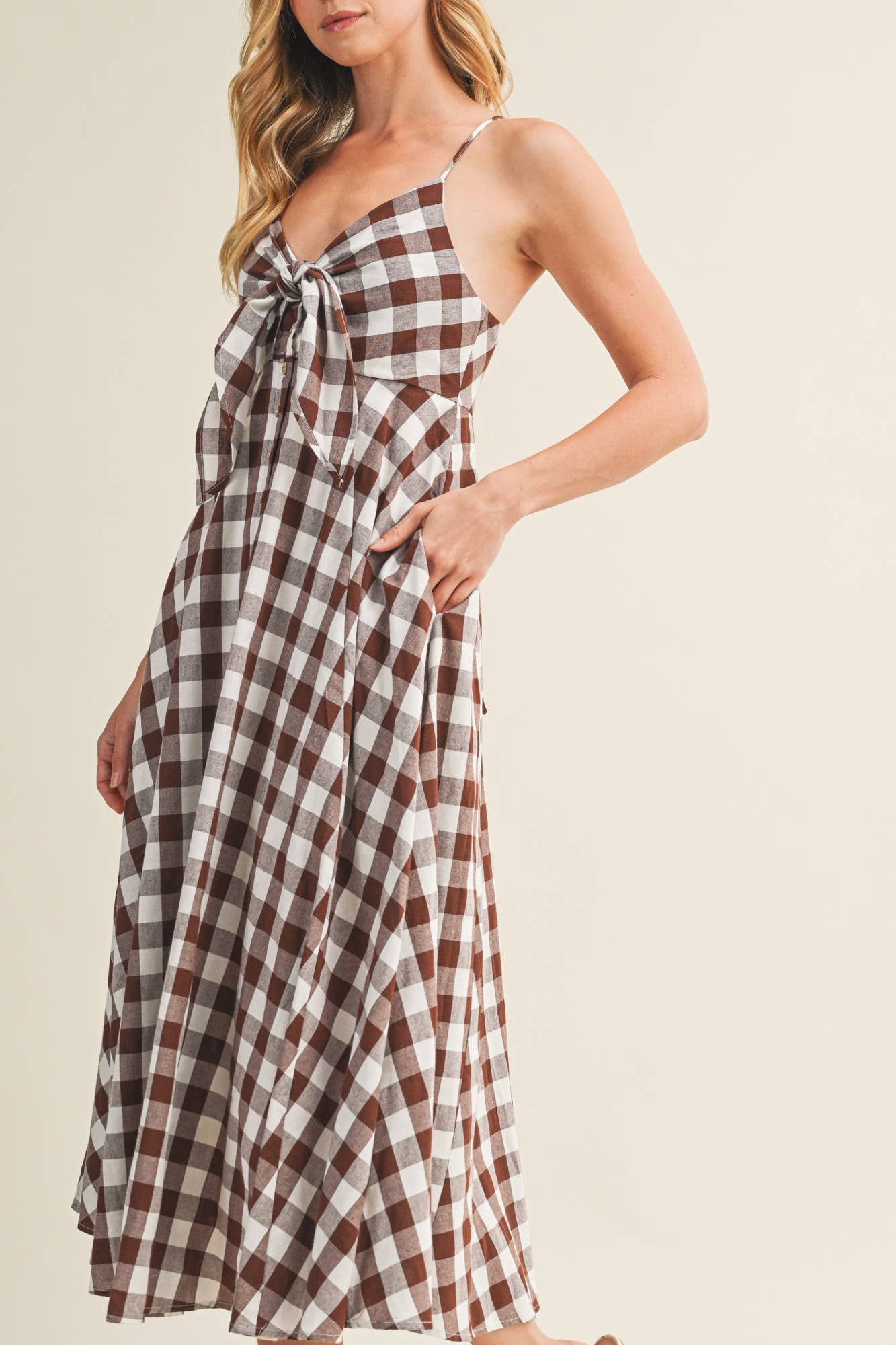 Picnic Perfect Brown Gingham Dress