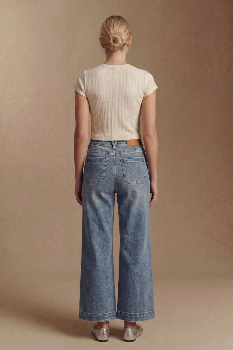 Tummy Control Crop Palazzo Denim