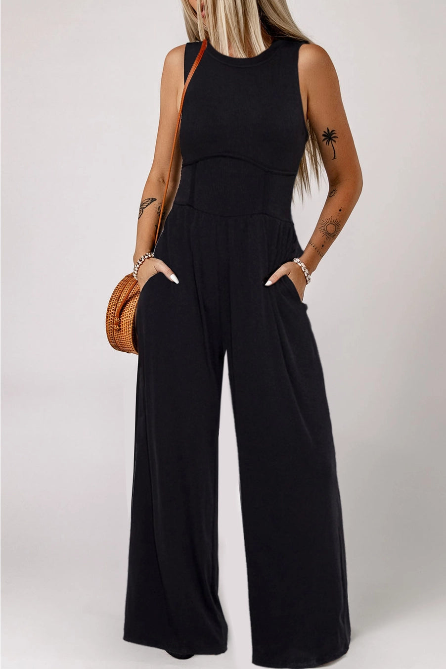 Sleeveless High Waist Wide Leg Jumpsuit