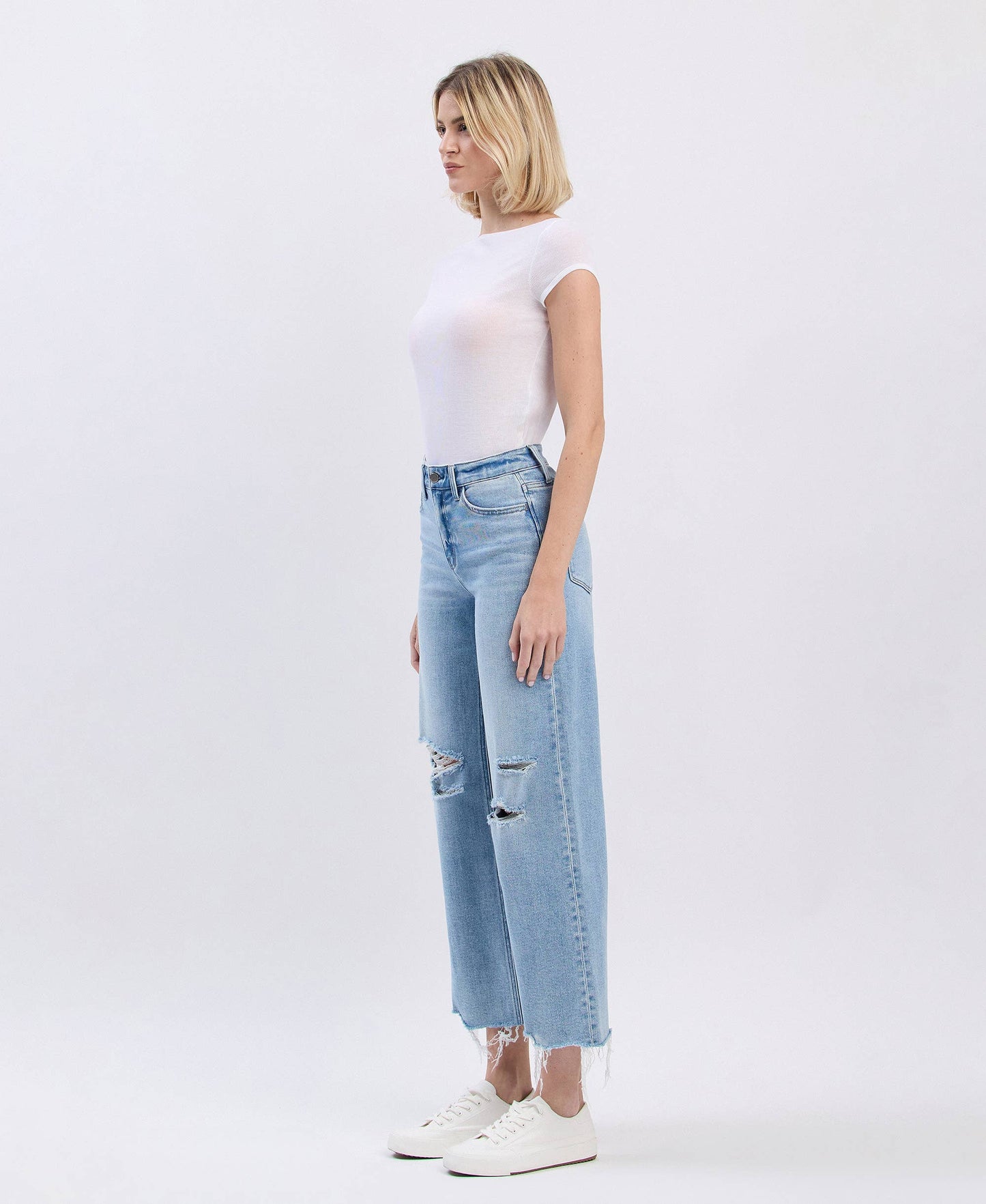 High Rise Distressed Crop Denim