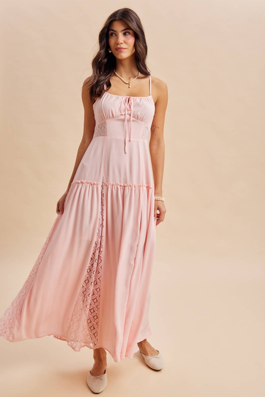 Flowy Lace Inset Maxi Dress