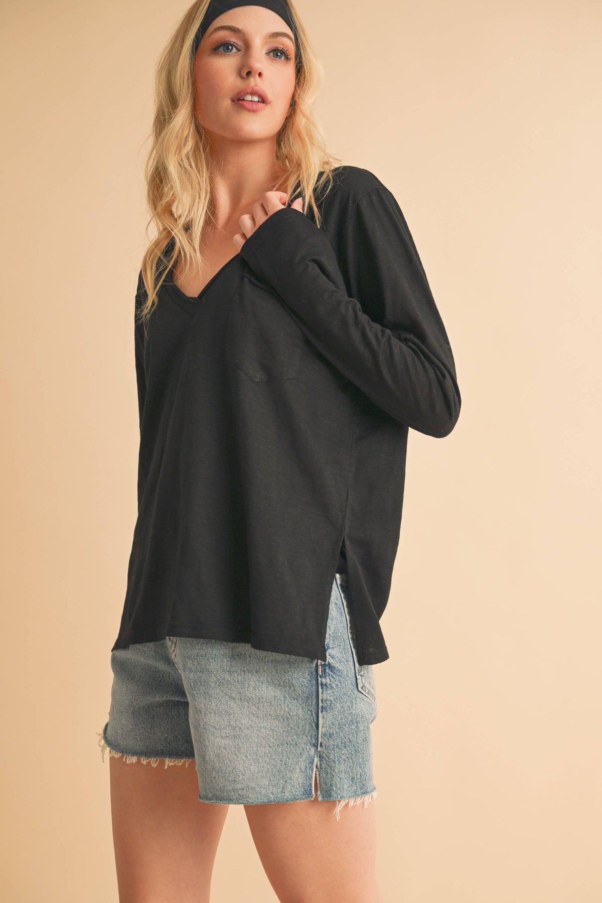 Zoie V-Neck Long Sleeve Top