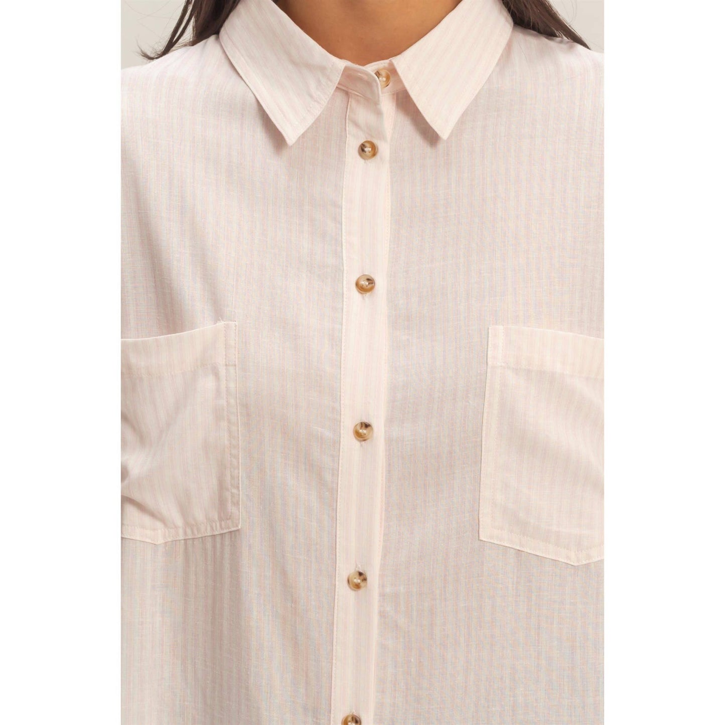 Oversized Striped Button-Up Shirt