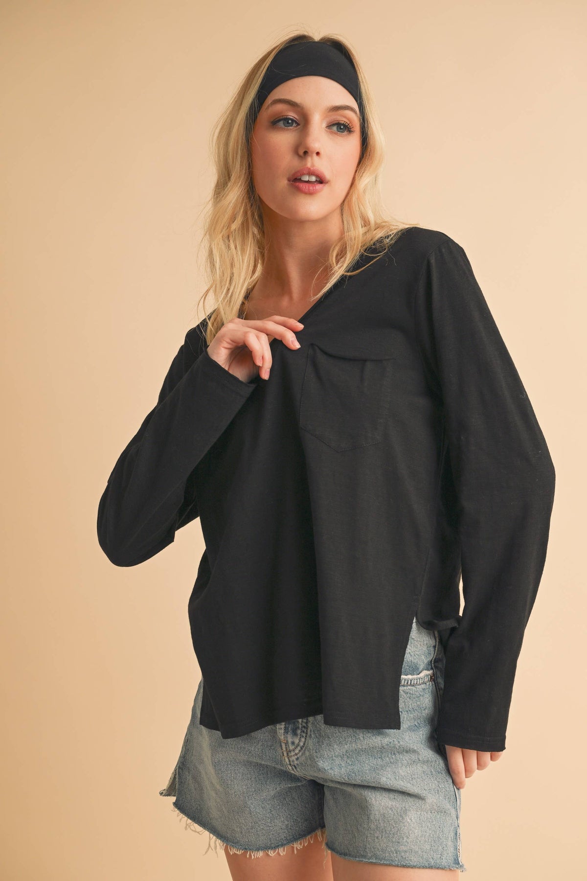 Zoie V-Neck Long Sleeve Top