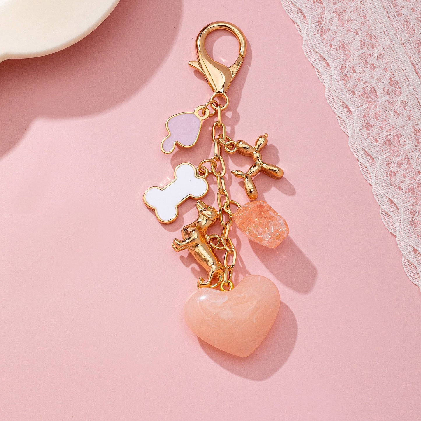 Heart Dog Bag Charm Key Chain