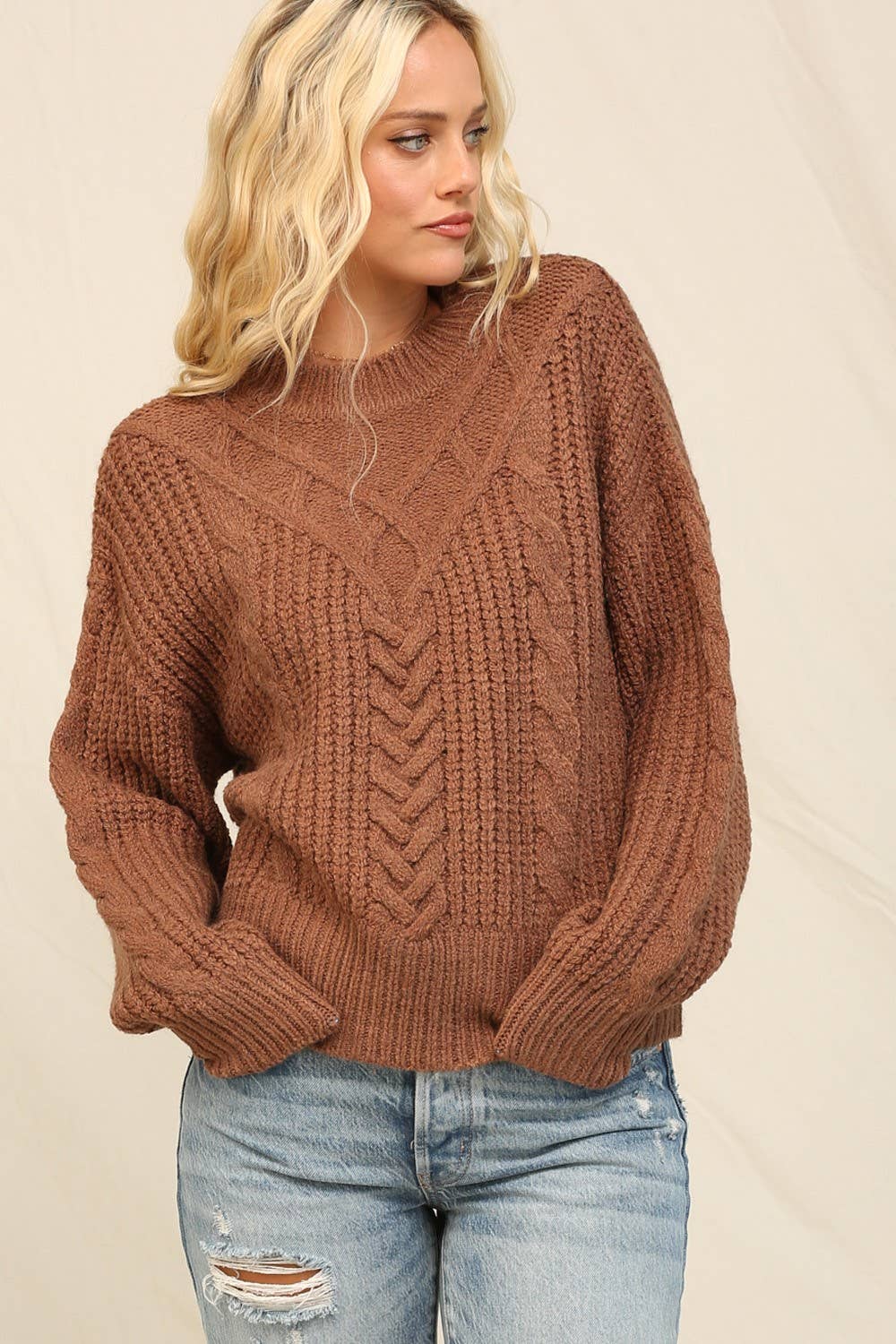 Chunky Cable Knit Texture Sweater