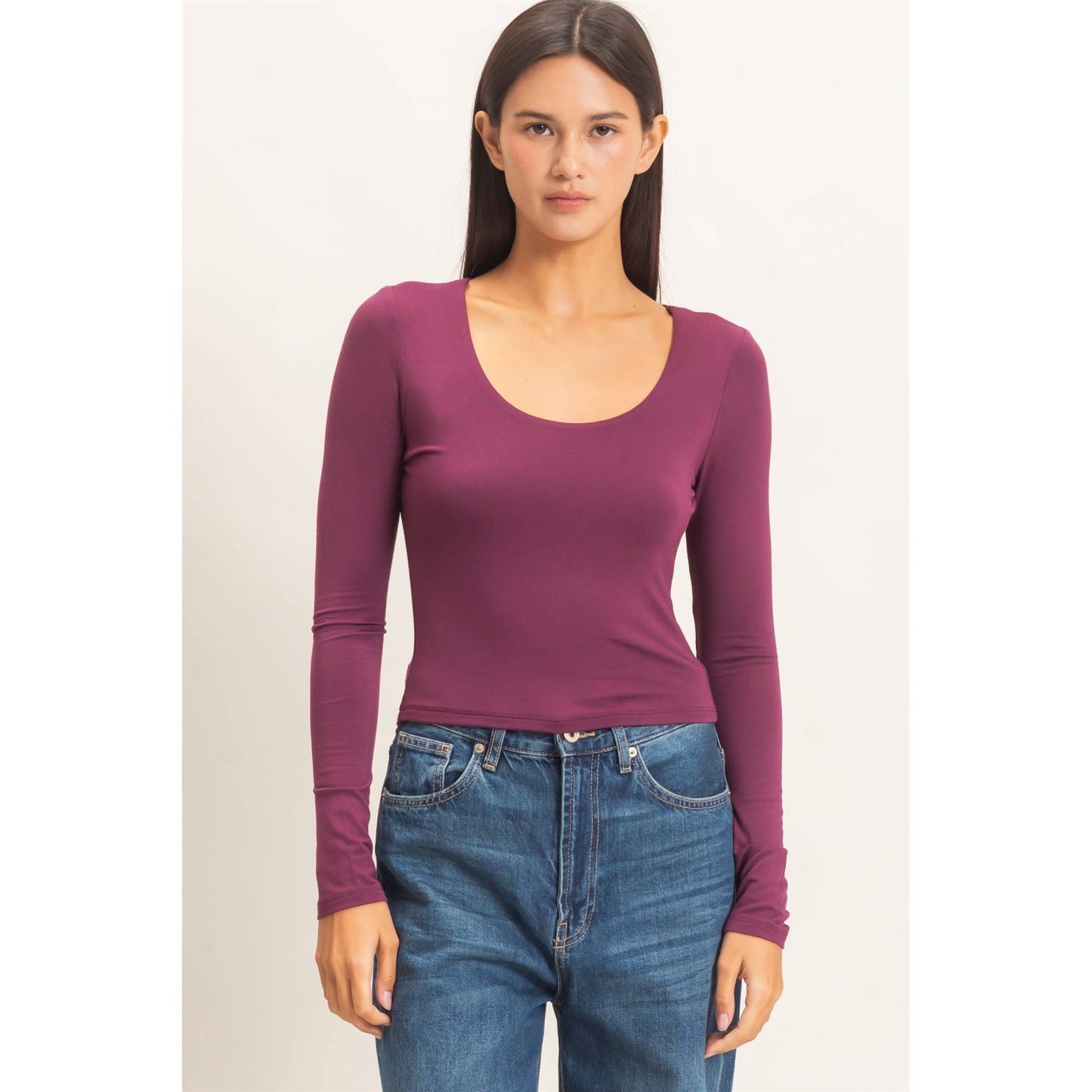 Scoop Neck Long Sleeve Top