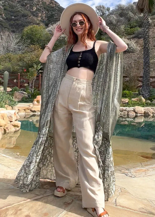 Olive Paisley Kimono