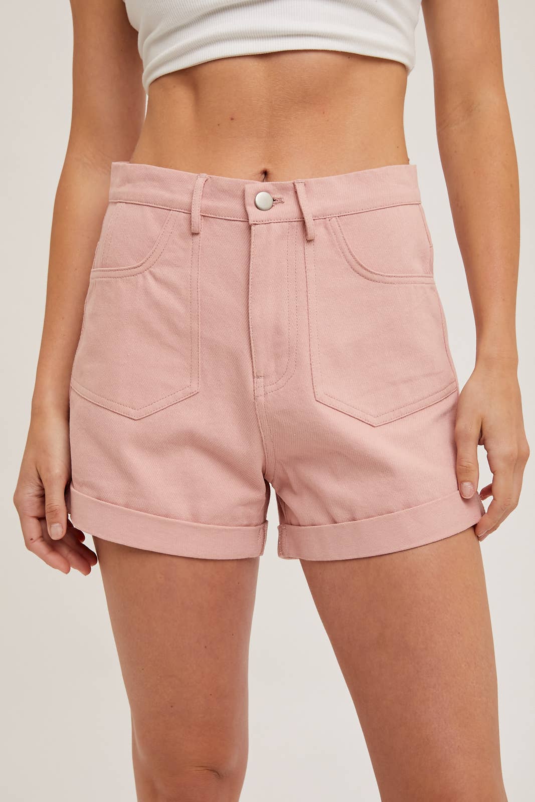 High-Rise Denim Mom Shorts Side Pockets