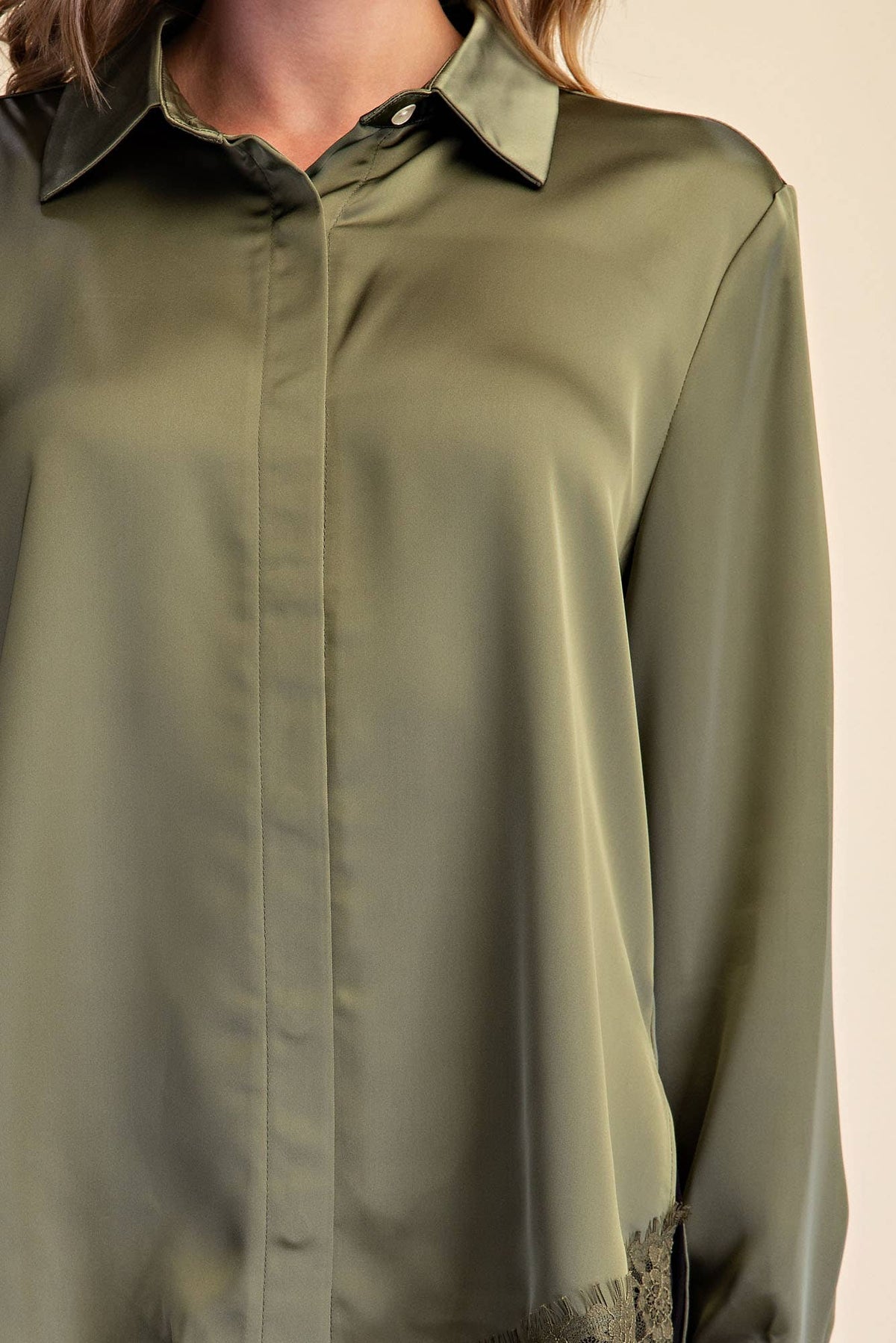 Lace Satin Effect Shirt