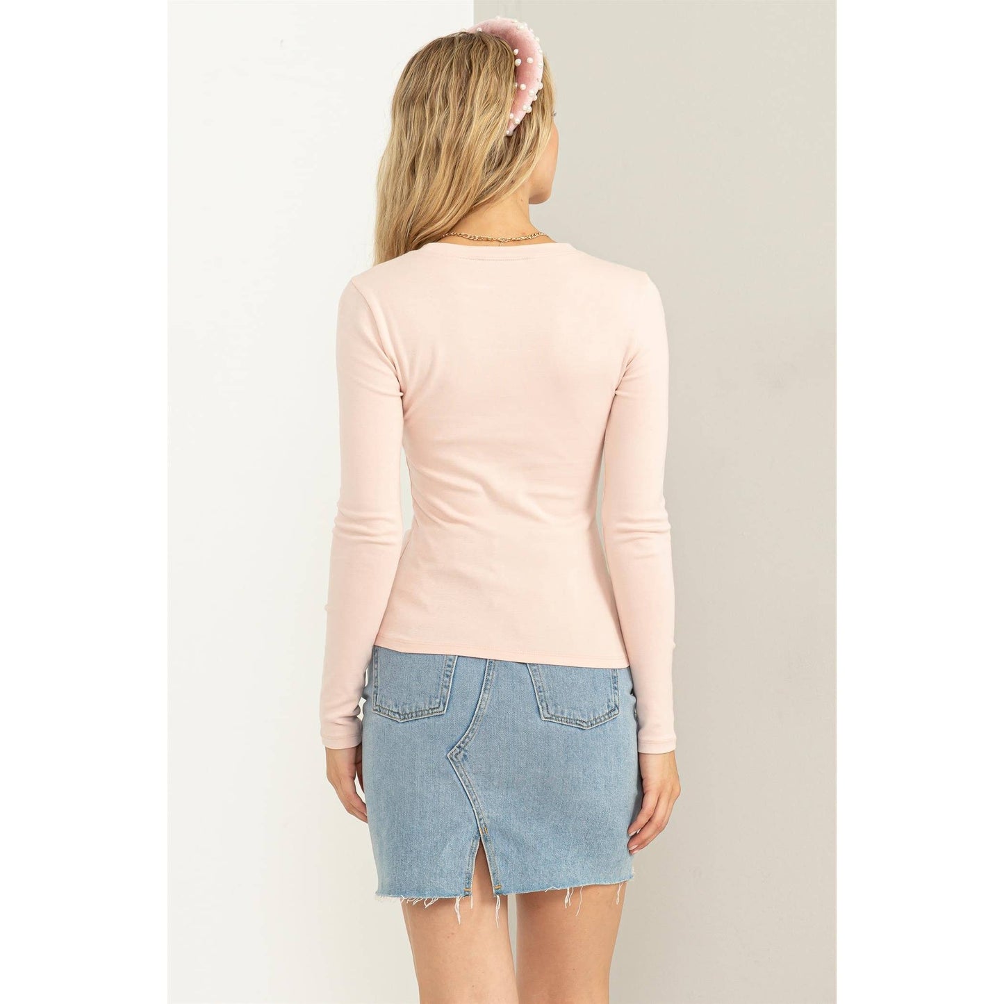 Henley Neck Long Sleeve Top