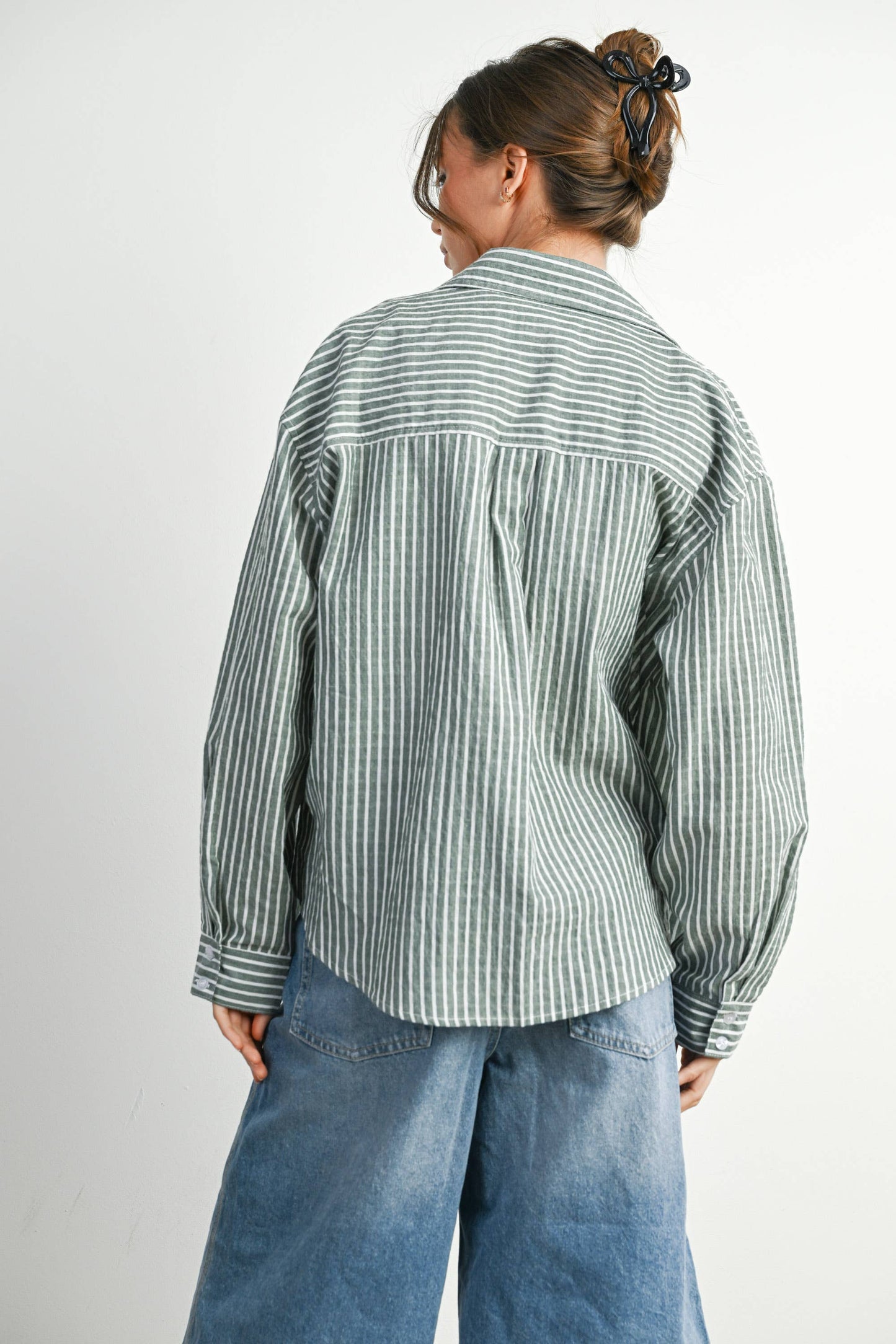 Striped Button-Up Long Sleeve Top