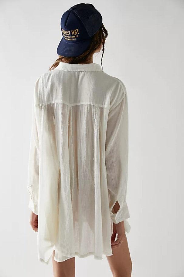 Gauze Wide Sweep Paneled Shirting