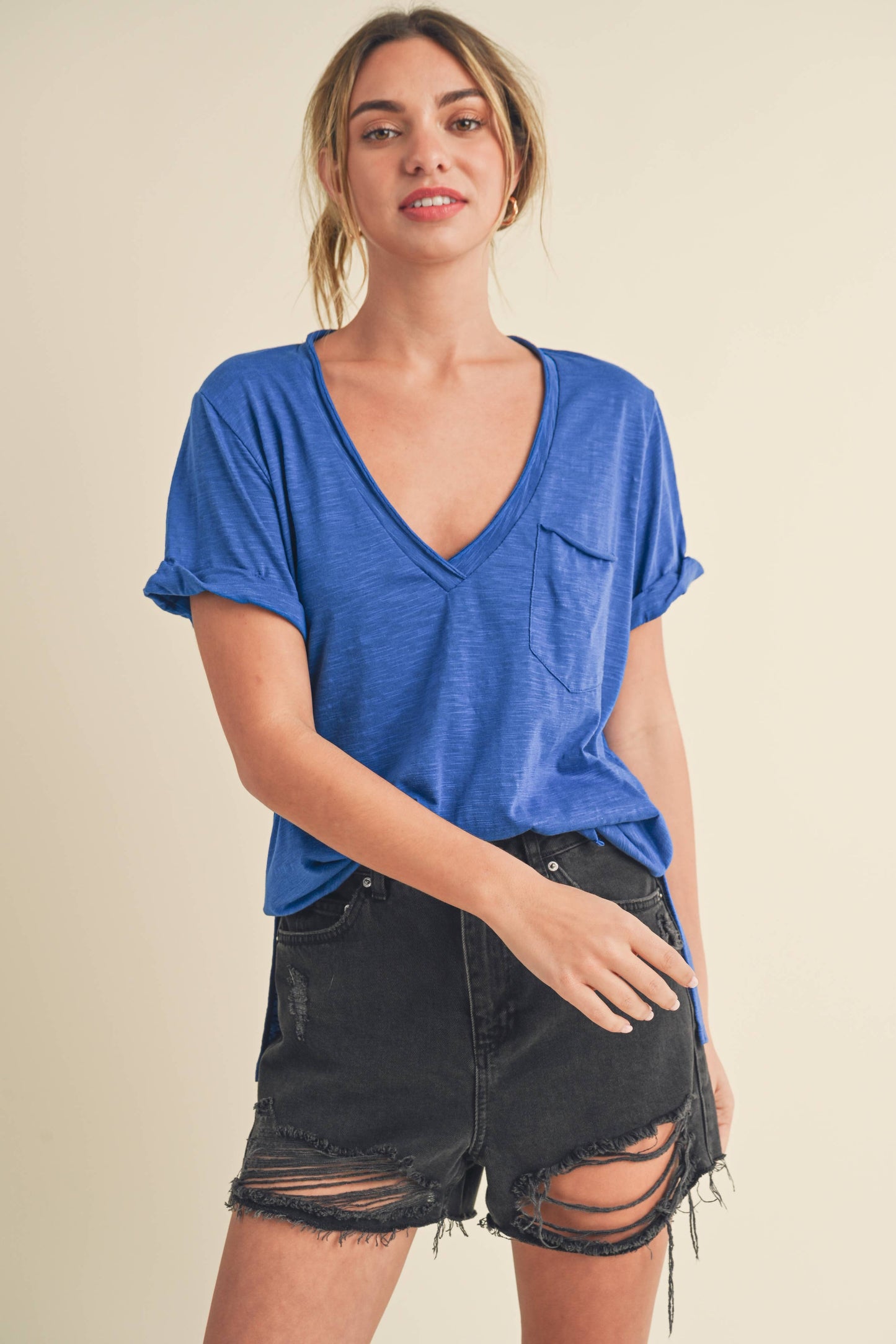 Zoie V-Neck Short Sleeve Top