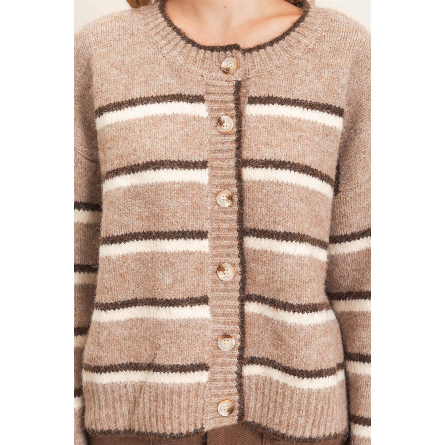 Striped Button-Up Cardigan