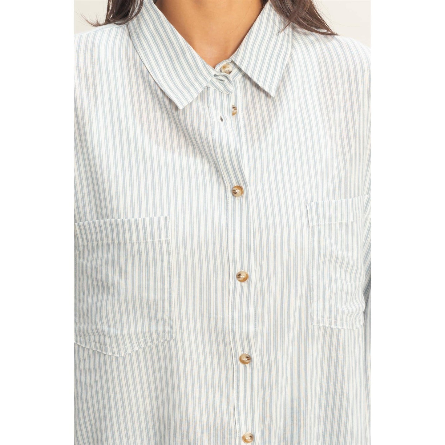 Oversized Striped Button-Up Shirt