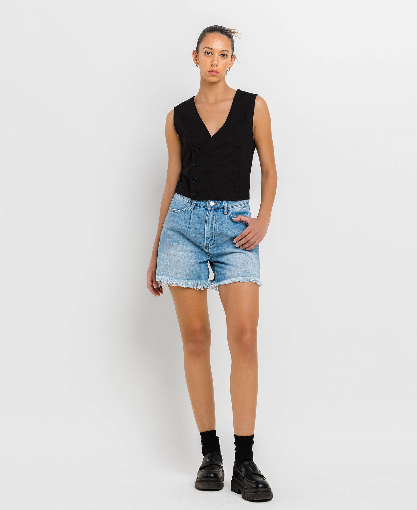 Super High Rise Pleats Shorts