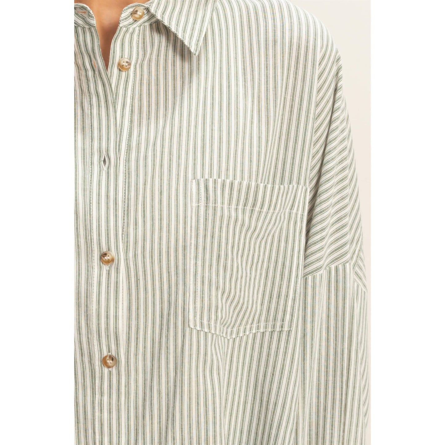 Oversized Striped Button-Up Shirt