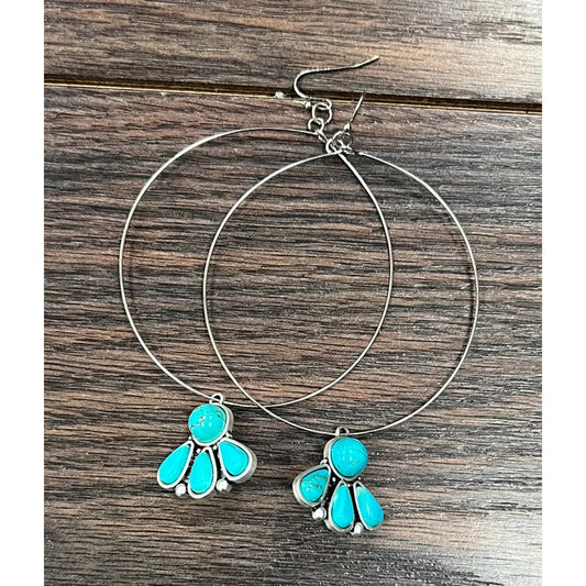 Navajo Turquoise Hoop Earrings