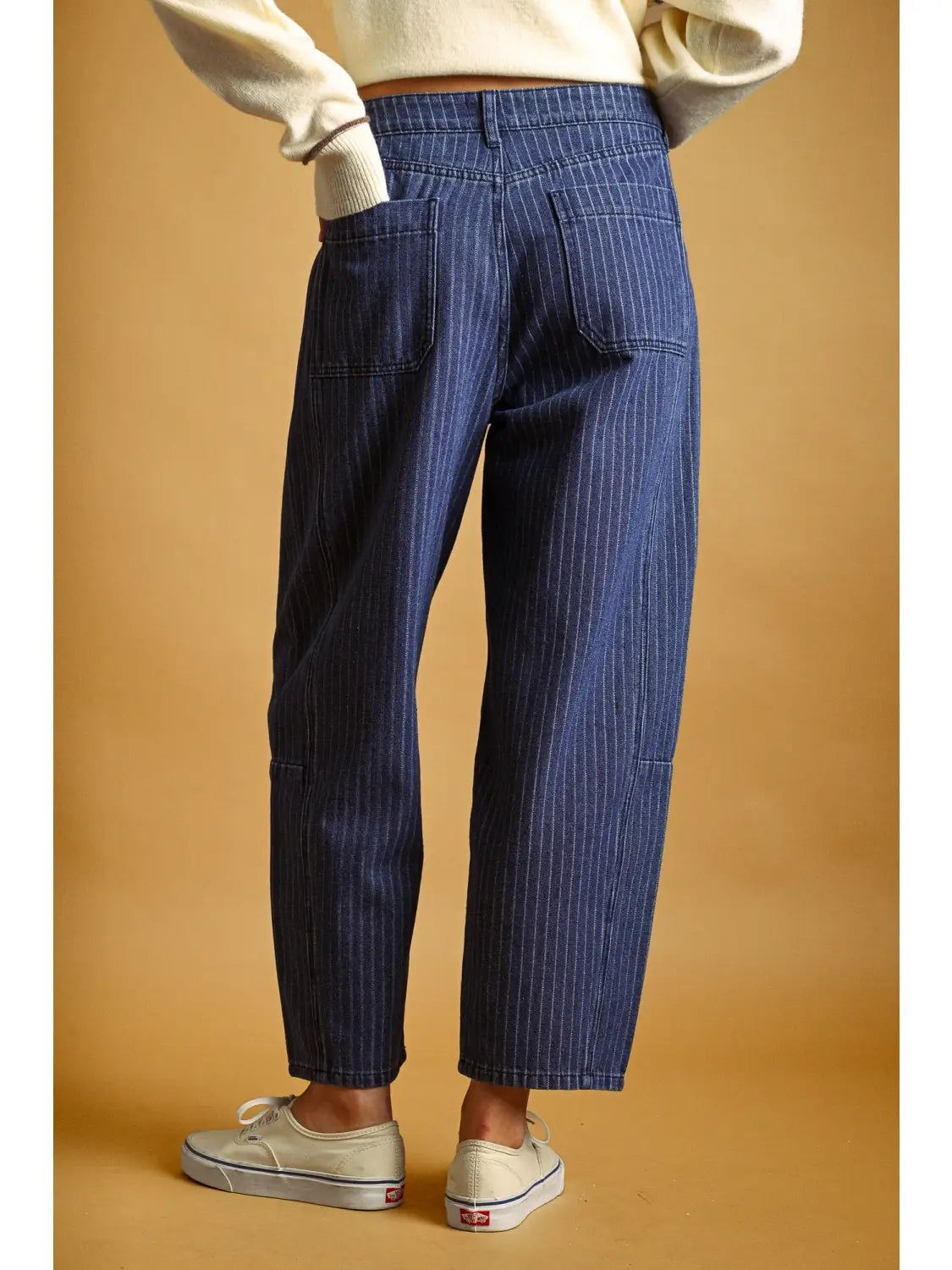 Pinstripe Barrel Jeans
