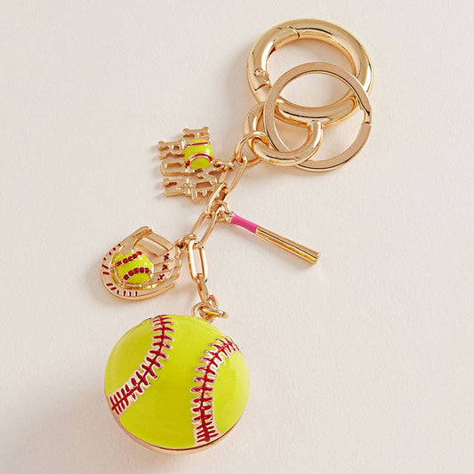 Softball Keychain Bag Charm