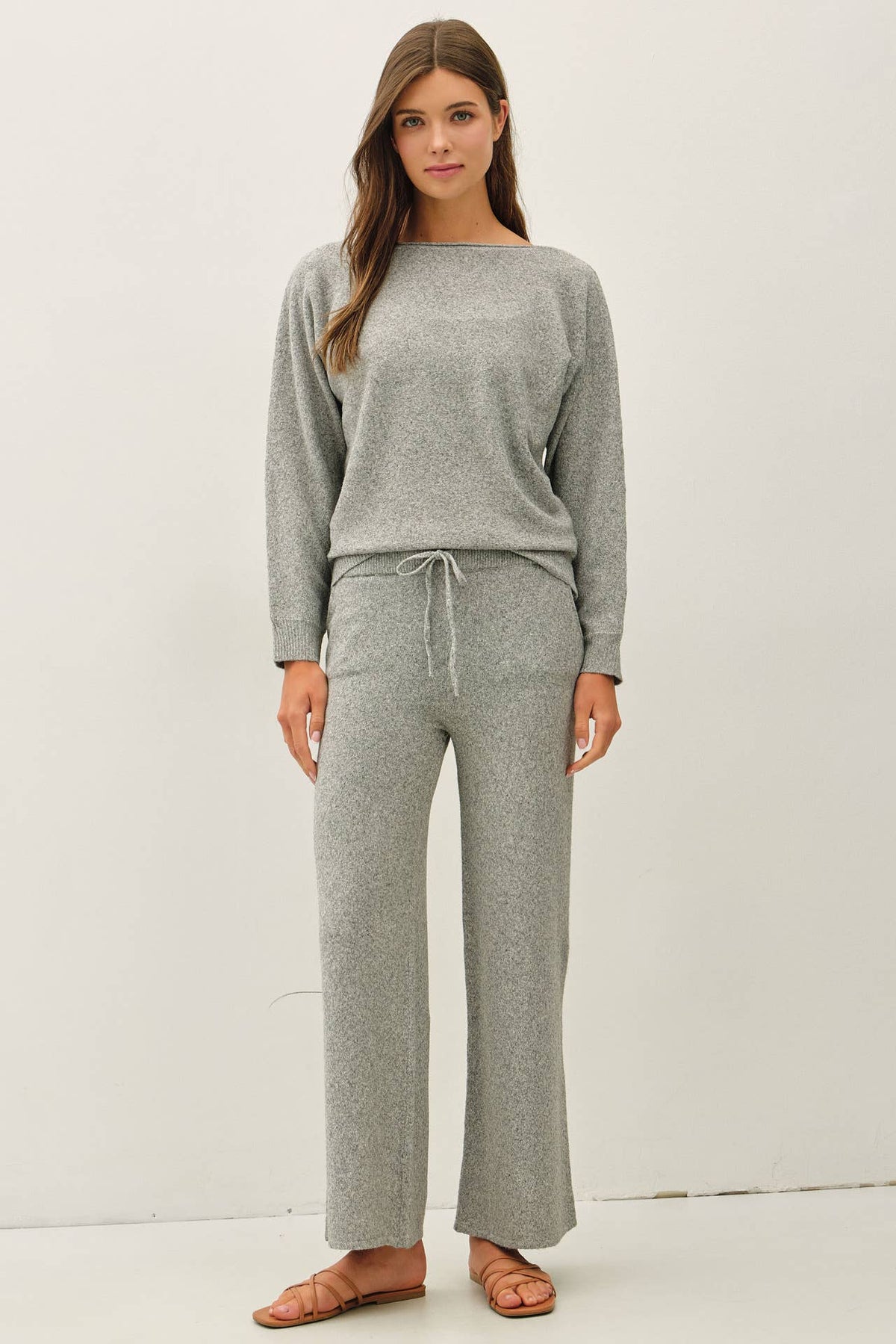 Boat Neck Heathered Sweater