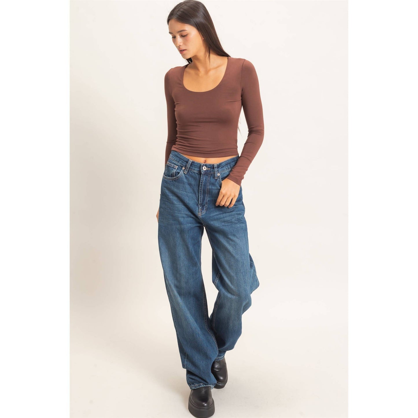 Scoop Neck Long Sleeve Top