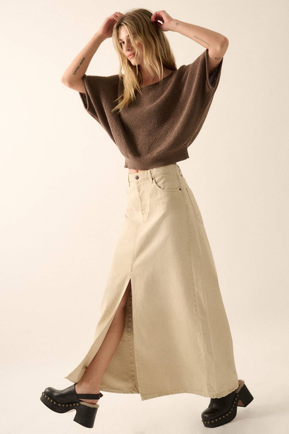 Short-Sleeve Pointelle Ribbed Knit Sweater